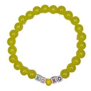 XO yellow handmade bracelet 8mm glass beads friendship